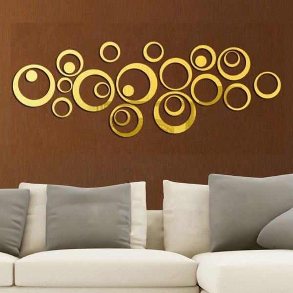 24 Pcs Acrylic Mirror 3d Wall Stickers Living Room Personalized Interior Decoration