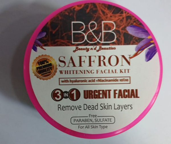 B&B Saffron Whitening Facial Kit 3 In 1 – Urgent Facial & Dead Skin Removal