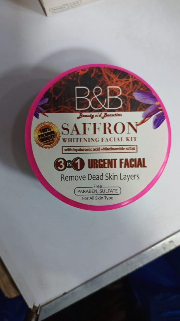 B&B Saffron Whitening Facial Kit 3 In 1 – Urgent Facial & Dead Skin Removal