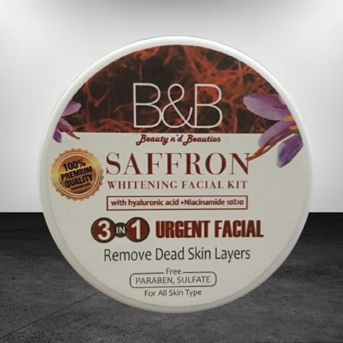 B&B Saffron Whitening Facial Kit 3 In 1 – Urgent Facial & Dead Skin Removal