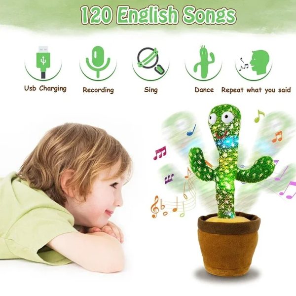 Dancing Cactus Toy – Singing, Talking, Voice Recording Plush With Usb Rechargeable Function – Fun Educational Gift For Babies And Kids – With Cap