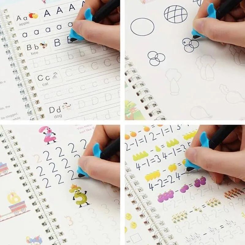Magic Practice Copybook(4 BOOKS) , Magic Book For Montessori Children Tracing Handwriting | First Learning Books For Kids | Preschool Bought 5217