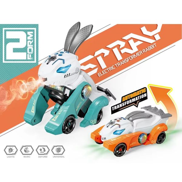 New Style Cute Deformation Animal Vehicle Toy Children Gift 2 In 1 Electric Spray Stunt Rabbit Car Toy With Music Light