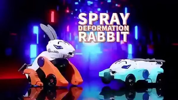 New Style Cute Deformation Animal Vehicle Toy Children Gift 2 In 1 Electric Spray Stunt Rabbit Car Toy With Music Light