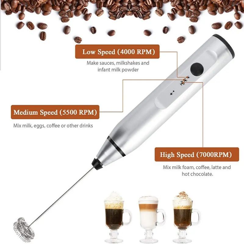 Milk Frothers Electric Handheld Blender With USB Electrical Mini Coffee Maker Whisk Mixer For Coffee Cappuccino Cream