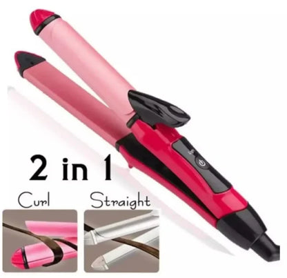 2-in-1 Nova Hair Straightener And Curler – Dual-use Styling Tool With Quick Heat-up Technology, Ceramic Plates For Smooth Straightening & Effortless Curls Model-nh-2009 – Portable