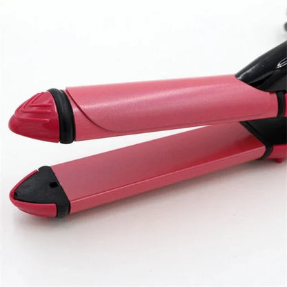 2-in-1 Nova Hair Straightener And Curler – Dual-use Styling Tool With Quick Heat-up Technology, Ceramic Plates For Smooth Straightening & Effortless Curls Model-nh-2009 – Portable
