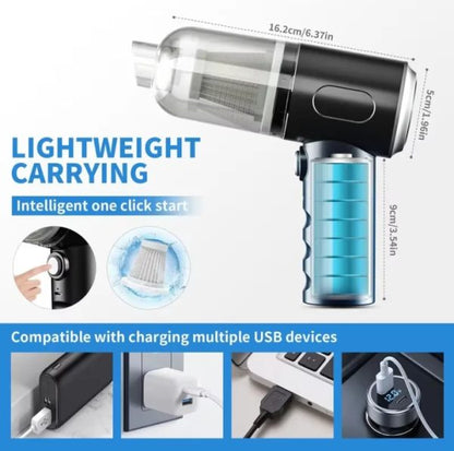 3 In 1 Portable Vacuum Cleaner- Durable Wireless Vacuum -duster Blower Air Pump- High Power Strong Suction Vacuum Cleaner For Home, Laptop, Vehicle Interior Cleaner
