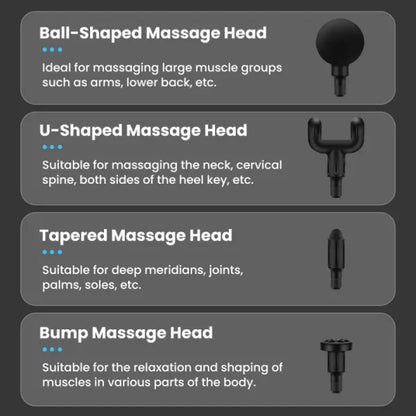 4 In 1 Multi-function Vibration Massage Gun Professional Ultra Quiet Pain Relief Whole Body Massagers With 4 Heads And Different Level Of Speeds (random Colors)