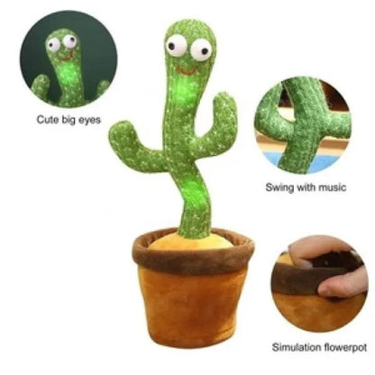 Dancing Cactus Toy – Singing, Talking, Voice Recording Plush With Usb Rechargeable Function – Fun Educational Gift For Babies And Kids – With Cap