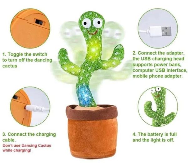 Dancing Cactus Toy – Singing, Talking, Voice Recording Plush With Usb Rechargeable Function – Fun Educational Gift For Babies And Kids – With Cap