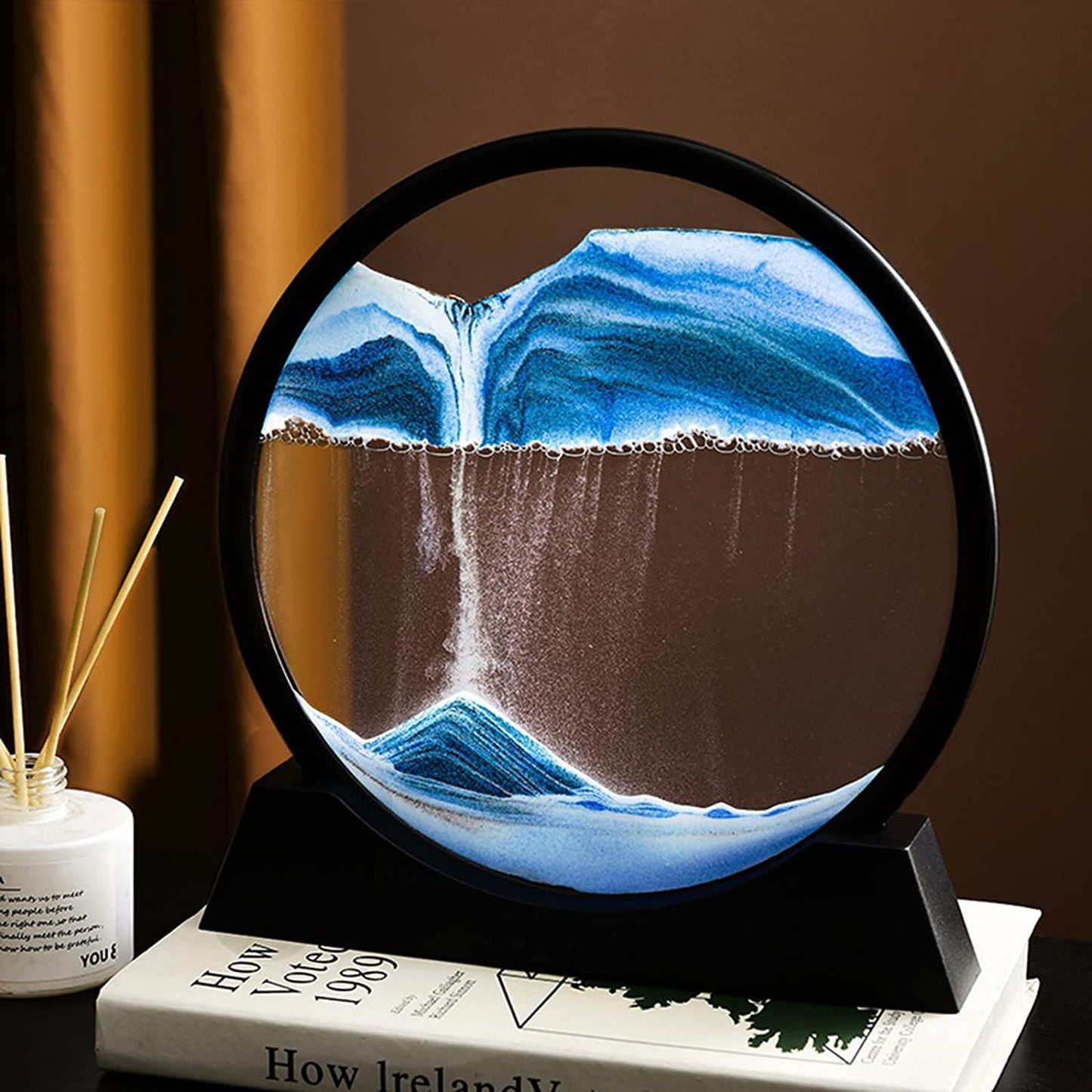Sandscape Painting Sand Clock Moving Sand Art Hourglass Sand Timer 3D Moving Sand Mountain Lamp With Metal Stand Showpiece Home Decoration