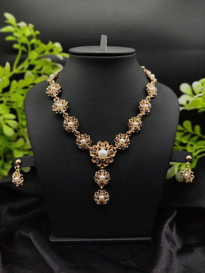 Imported Majestic Pearl Flower Necklace Set|Best Quality Necklace For Girls & Women | Artificial Jewellery