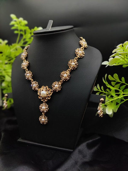 Imported Majestic Pearl Flower Necklace Set|Best Quality Necklace For Girls & Women | Artificial Jewellery