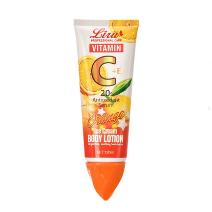 Liru Vitamin C + E 20% Antioxidant Serum Body Lotion – Orange Ice Cream Formula For Bright & Soothing Skin (120ml) – Without Box