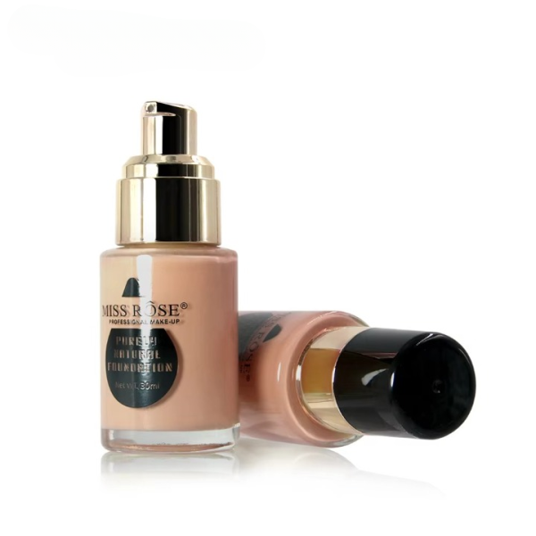 Miss Rose Purely Natural Liquid Foundation – Professional Long-lasting Make-up For Flawless Coverage, Lightweight, Breathable, Smooth Finish, All Skin Types – 30 Ml