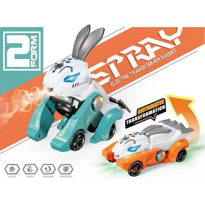 New Style Cute Deformation Animal Vehicle Toy Children Gift 2 In 1 Electric Spray Stunt Rabbit Car Toy With Music Light