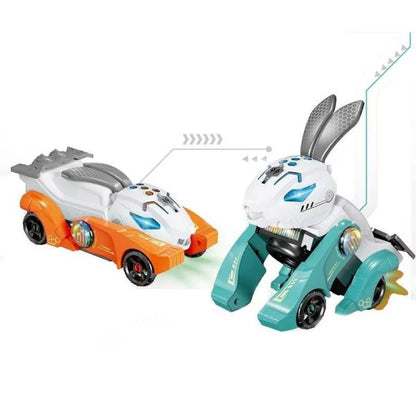 New Style Cute Deformation Animal Vehicle Toy Children Gift 2 In 1 Electric Spray Stunt Rabbit Car Toy With Music Light