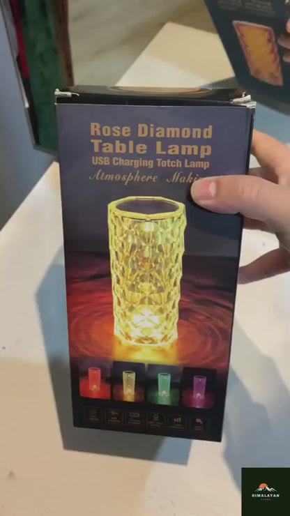 16 Colors Diamond Rose Crystal Touch Lamp Bedside Acrylic Usb Rechargeable Table Lamp – With Remote