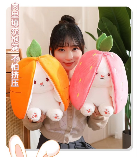 Rabbit New Creative Strawberry Rabbit Plush Soft Doll Hug Pillow | Best Quality Stuff Toy For Babies & Kids – Random Color